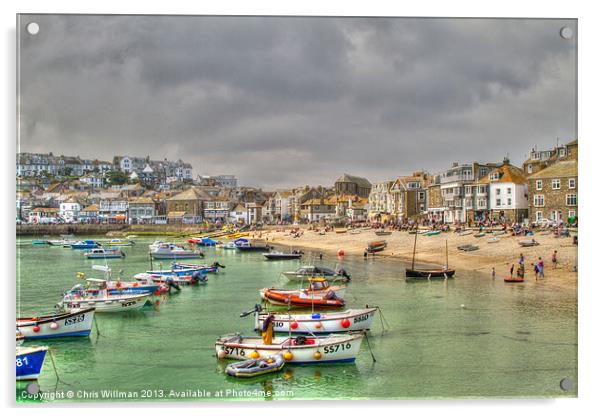 St Ives Harbour Acrylic by Chris Willman