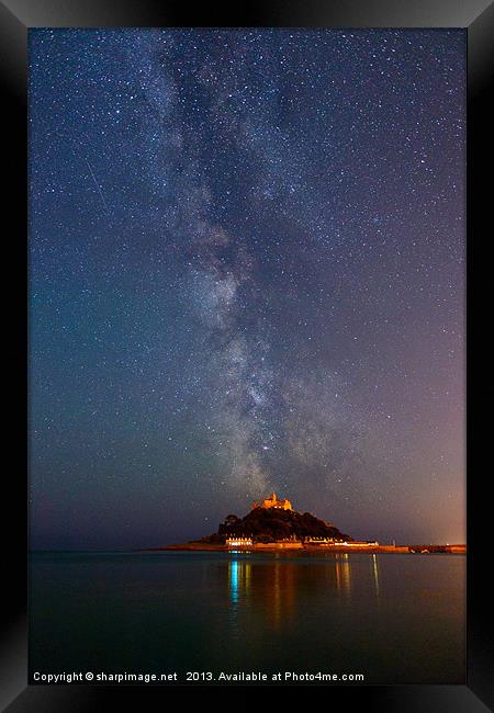 Milky Way above St Michaels Mount Framed Print by Sharpimage NET
