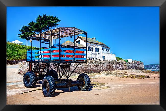 Burgh Island Sea Tractor Framed Print by Mike Gorton