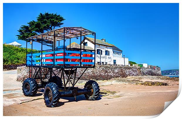 Burgh Island Sea Tractor Print by Mike Gorton