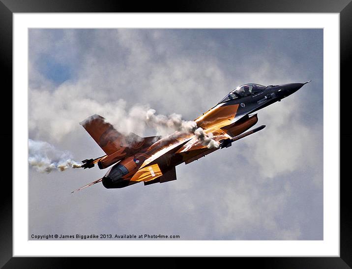 Orange F-16 Framed Mounted Print by J Biggadike