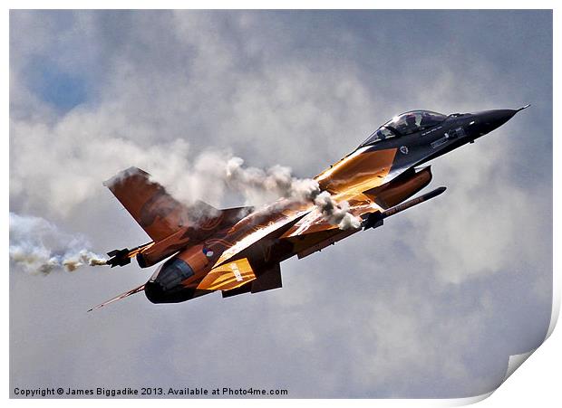 Orange F-16 Print by J Biggadike