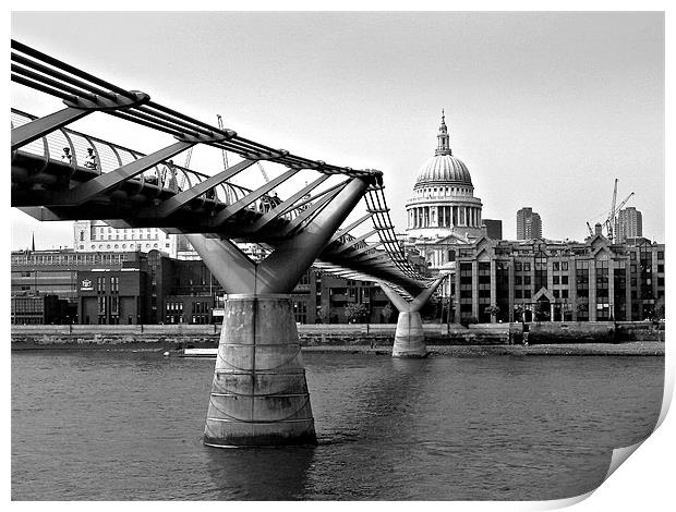 Millennium Bridge to St Pauls Print by Hugh Doran