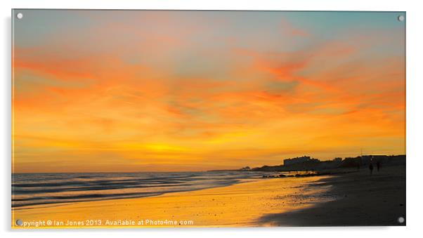 Seascape all oranges and yellows Acrylic by Ian Jones