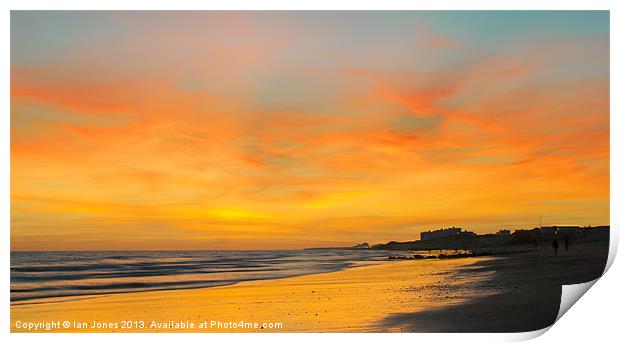 Seascape all oranges and yellows Print by Ian Jones
