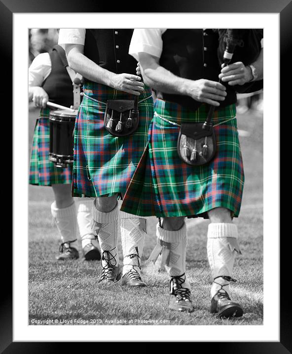 scottish pipe band Framed Mounted Print by Lloyd Fudge