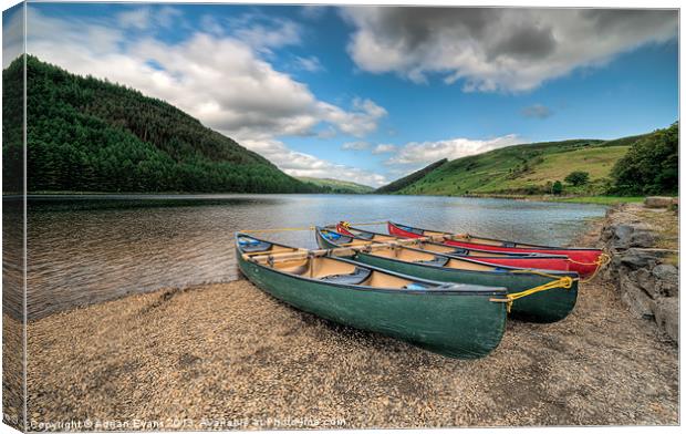 Geirionydd Lake Canoe Wales Canvas Print by Adrian Evans