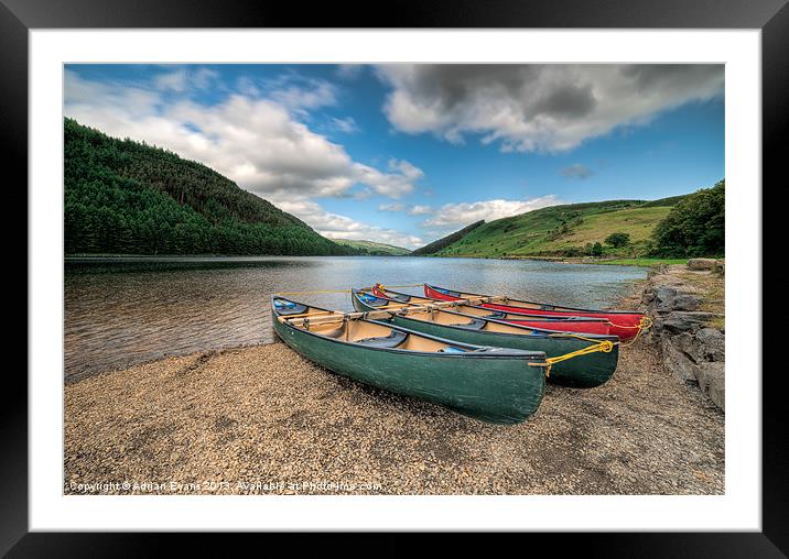 Geirionydd Lake Canoe Wales Framed Mounted Print by Adrian Evans