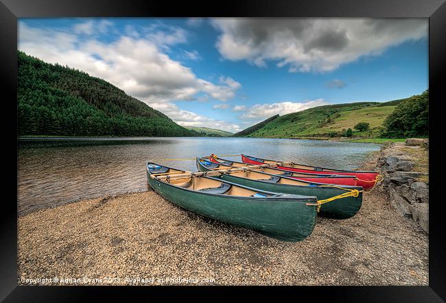 Geirionydd Lake Canoe Wales Framed Print by Adrian Evans