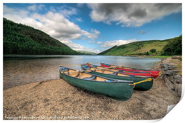 Geirionydd Lake Canoe Wales Print by Adrian Evans
