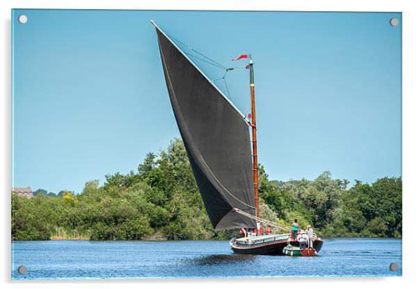 Black Sailed Norfolk Wherry Acrylic by Stephen Mole