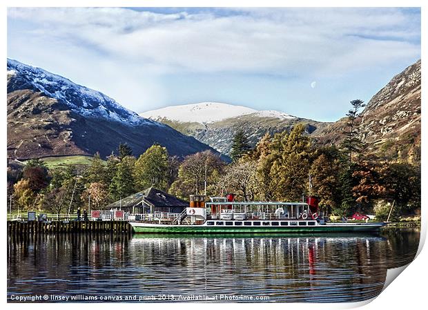 The Western Belle on Ullswater Print by Linsey Williams