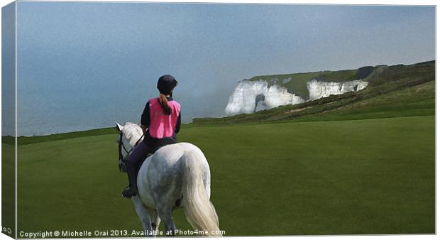 Horse rider on cliff top Canvas Print by Michelle Orai