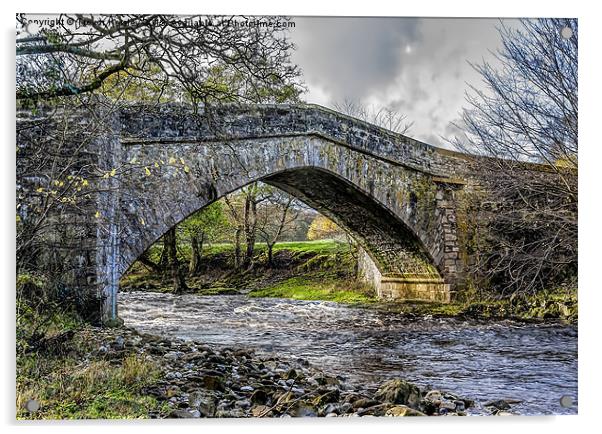 Packhorse Bridge Coverdale Acrylic by Trevor Kersley RIP