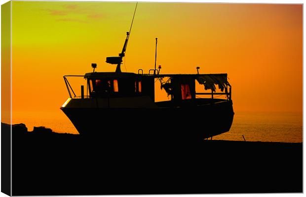 old boat at sunrise Canvas Print by Dean Messenger