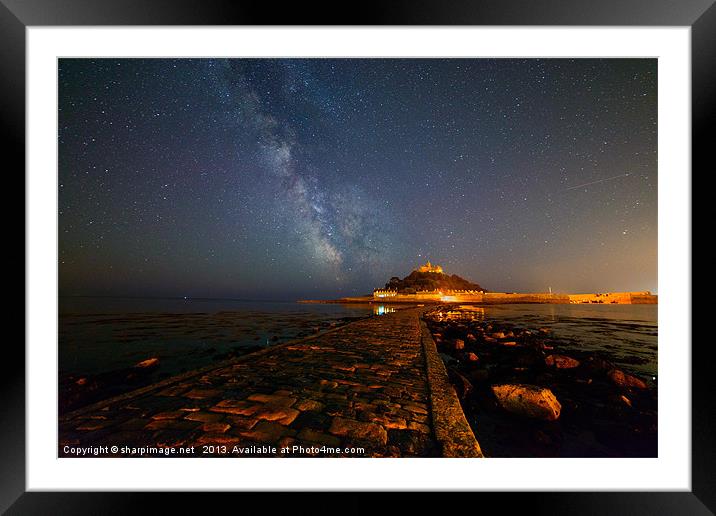 Milky Way above St Michaels Mount Framed Mounted Print by Sharpimage NET