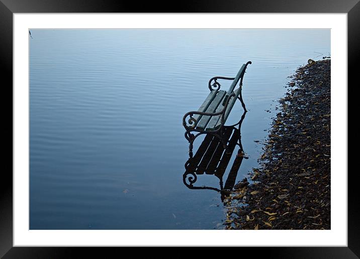 bench on water Framed Mounted Print by Ciobanu Razvan