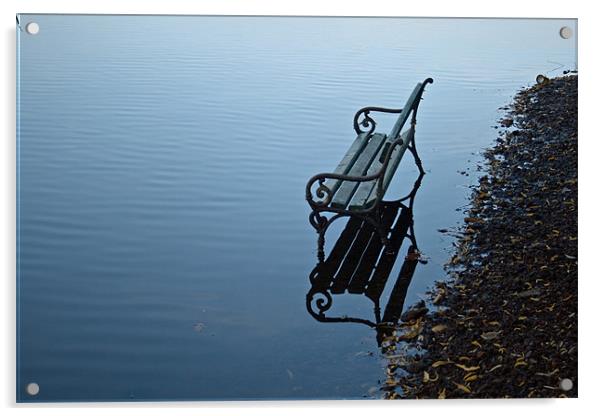 bench on water Acrylic by Ciobanu Razvan