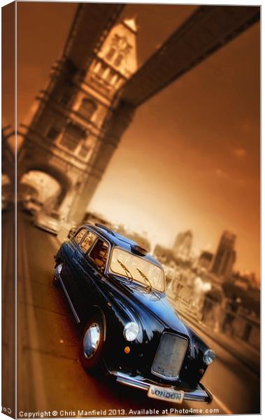 Tower Bridge taxi Canvas Print by Chris Manfield
