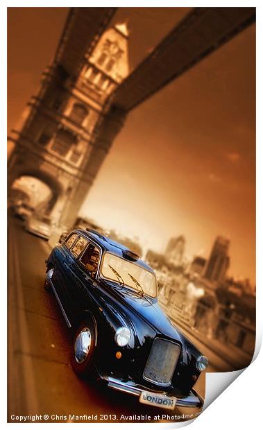 Tower Bridge taxi Print by Chris Manfield