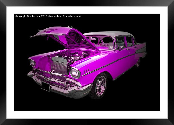 Pink 1957 Chevrolet Framed Mounted Print by Thanet Photos