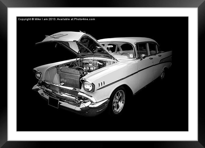 1957 Chevrolet in mono Framed Mounted Print by Thanet Photos