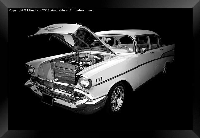 1957 Chevrolet in mono Framed Print by Thanet Photos