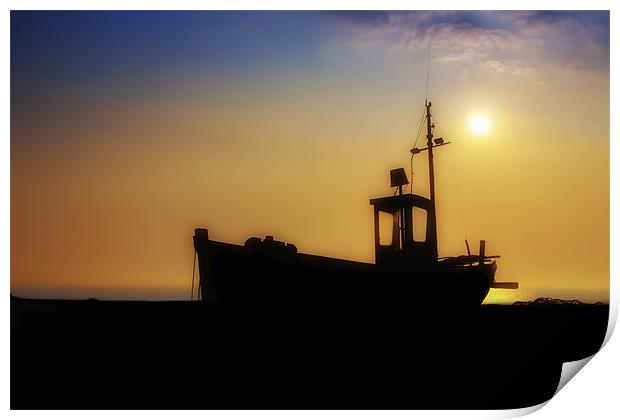 Abandoned Boat at Sunrise Print by Dean Messenger