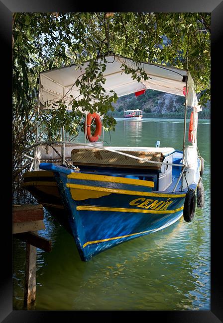 Dalyan river boat Framed Print by Rory Trappe