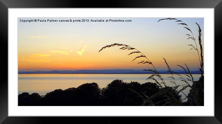 Warm glow over Bristol Channel Framed Mounted Print by Paula Palmer canvas