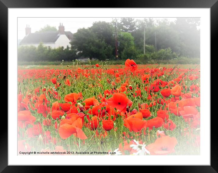 Poppy Cottage Framed Mounted Print by michelle whitebrook