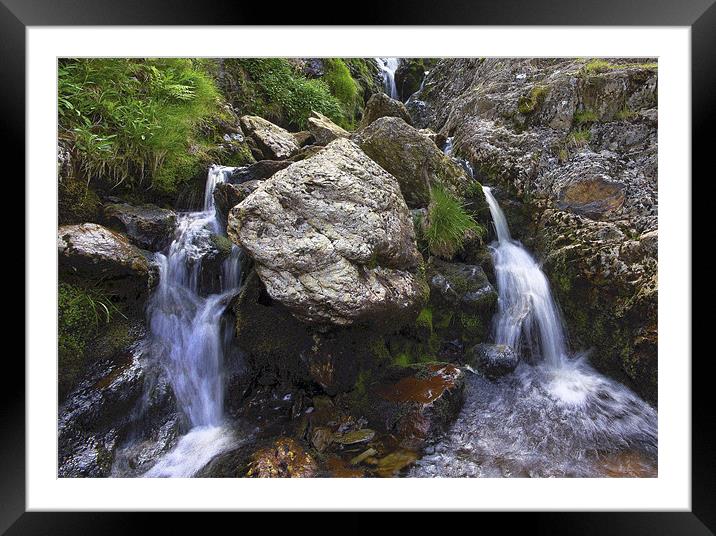 Moss Beck Waterfall Framed Mounted Print by Darren Burroughs