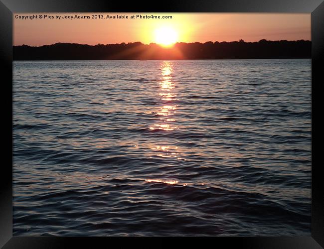 Sunset on the Lake Framed Print by Pics by Jody Adams