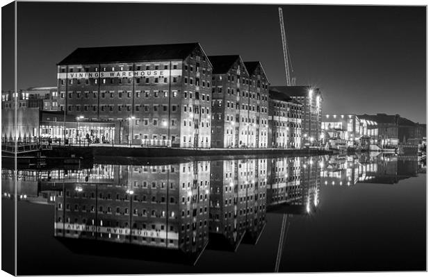 Gloucester Docks Night Canvas Print by Phill Emery
