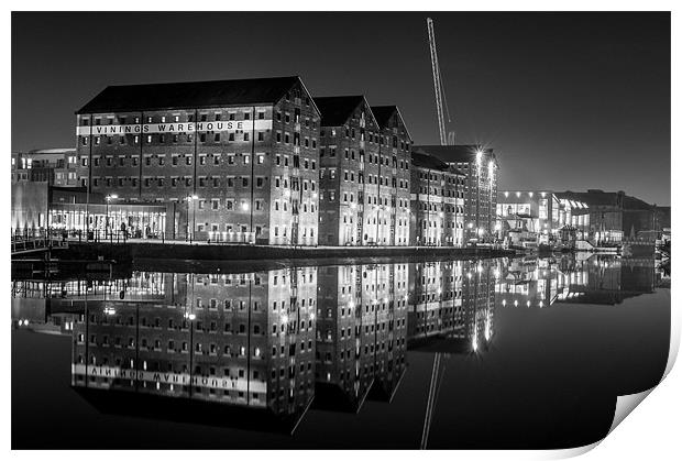 Gloucester Docks Night Print by Phill Emery