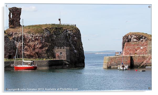 Dunbar Harbour & Castle Acrylic by Julie Ormiston