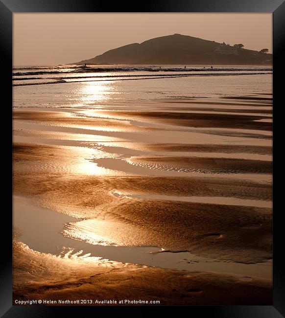 Bantham Beach Sunset ii Framed Print by Helen Northcott