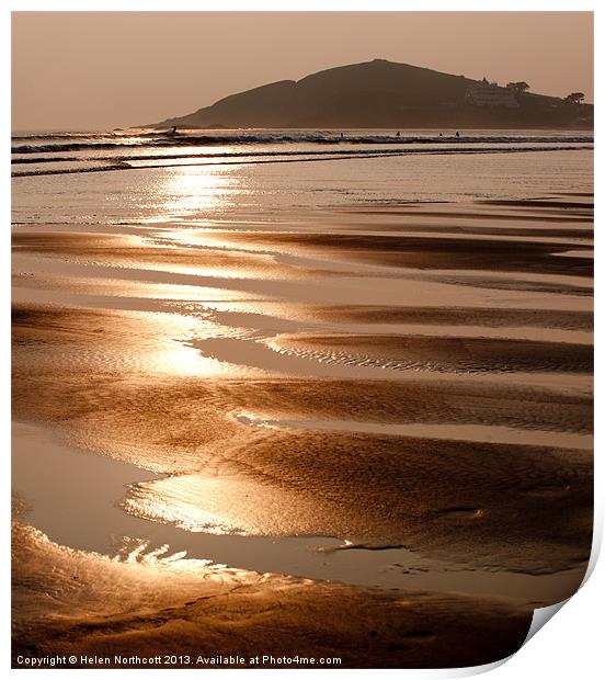 Bantham Beach Sunset ii Print by Helen Northcott