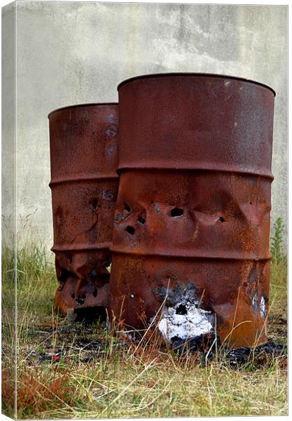 A couple of old rusty oil drums Canvas Print by Gemma Shipley