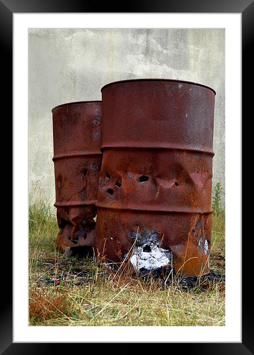 A couple of old rusty oil drums Framed Mounted Print by Gemma Shipley
