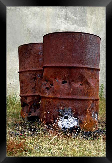 A couple of old rusty oil drums Framed Print by Gemma Shipley