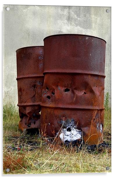 A couple of old rusty oil drums Acrylic by Gemma Shipley