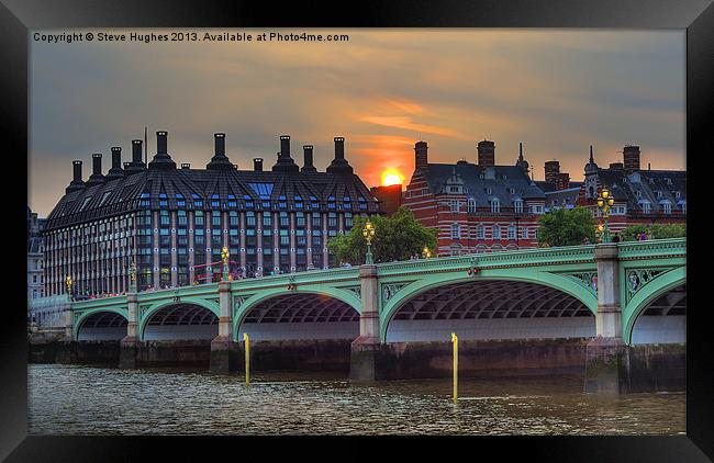 Sunset over Westminster Bridge Framed Print by Steve Hughes