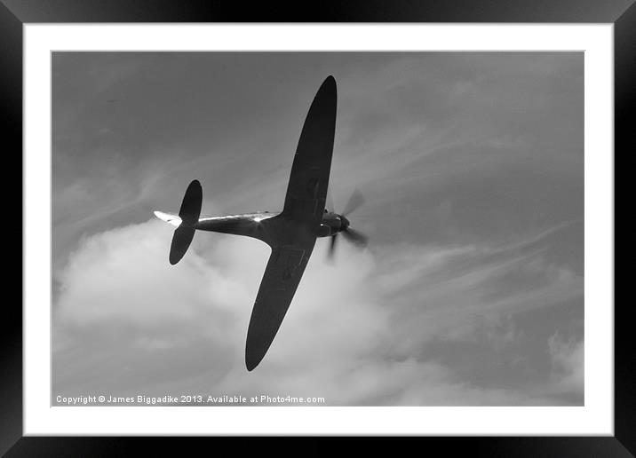 Spitfire Sun Burst Framed Mounted Print by J Biggadike