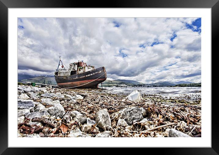 Fishing Boat Aground in Scotland Framed Mounted Print by Andy Anderson