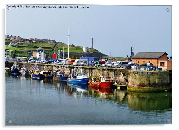 Whitehaven Harbour. Acrylic by Lilian Marshall