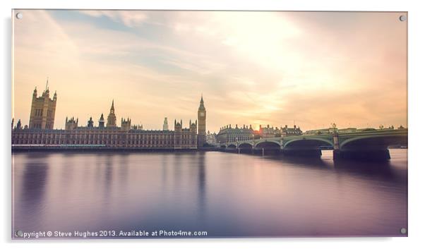 Big Ben and Westminster Bridge Acrylic by Steve Hughes