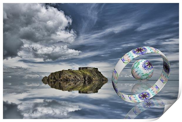 Island Ring and Sphere Print by Steve Purnell
