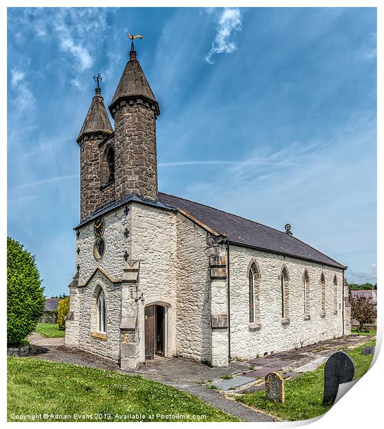 St Michael Church Betws yn Rhos Print by Adrian Evans