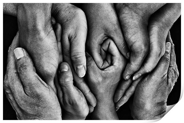 You Need Hands..... Monochrome Print by Sandi-Cockayne ADPS